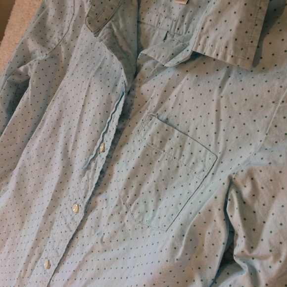 sale j crew sz00 lt blu blouse green dots - Picture 6 of 8